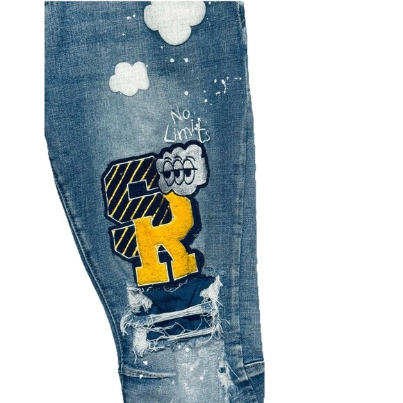 Smoke Rise Jeans Men's 34X34 (33.5") Distressed Destroyed Streetwear Stretch - Picture 8 of 16
